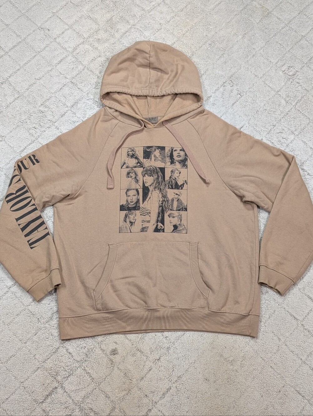 Taylor Swift Hoodie Adult XL Beige Taupe Eras Tour 2023 Graphic Official Merch